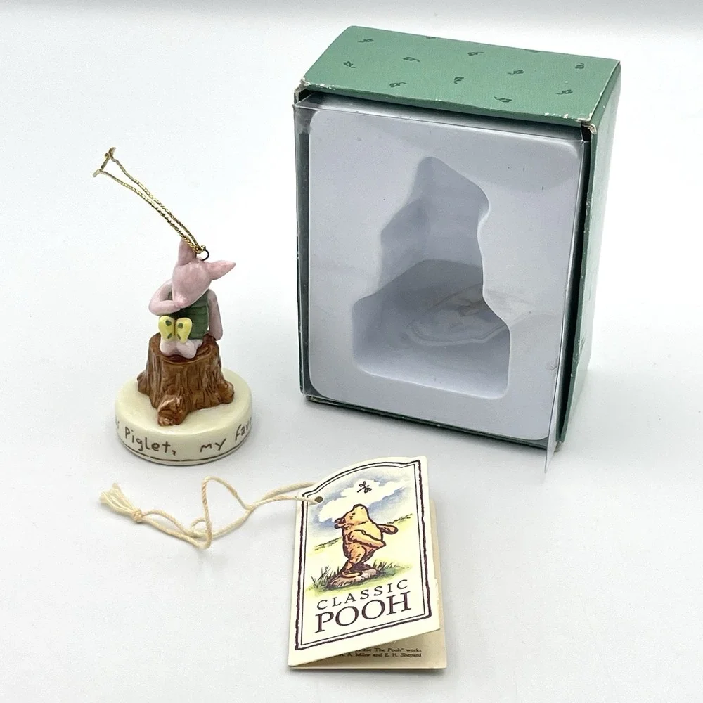 Vintage Disney Classic Pooh Piglet Porcelain Ornament Midwest Cannon Falls 2.5